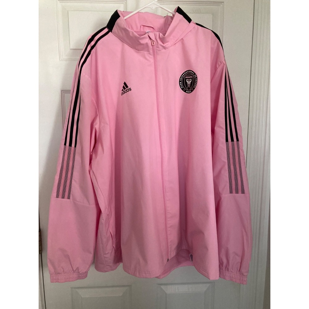 Men's 3XL NWOT Inter Miami CF adidas Pink All-Weather Primegreen Full-Zip Jacket